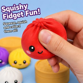 RAGE - Squishy SUGAR EDITION Кнедли Bun Dumplings ГОЛЯМ (8.5 x 8.5 x 4.8 см) - Viral 2026 Fidget Toy (12 бр)