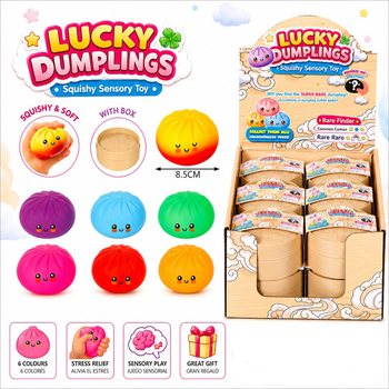 RAGE - LUCKY DUMPLINGS - Скуиши Кнедли Squishy Bun Dumplings ГОЛЕМИ Разм. 8.5 x 8.5 x 4.8 см - В ДИСПЛЕЙ (12 бр.)