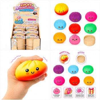 RAGE - LUCKY DUMPLINGS - Скуиши Кнедли Squishy Bun Dumplings ГОЛЕМИ Разм. 8.5 x 8.5 x 4.8 см - В ДИСПЛЕЙ (12 бр.)