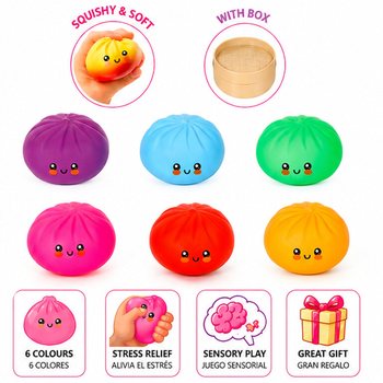 RAGE - LUCKY DUMPLINGS - Скуиши Кнедли Squishy Bun Dumplings ГОЛЕМИ Разм. 8.5 x 8.5 x 4.8 см - В ДИСПЛЕЙ (12 бр.)