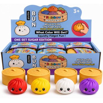 RAGE - Squishy SUGAR EDITION Кнедли Bun Dumplings ГОЛЯМ (8.5 x 8.5 x 4.8 см) - Viral 2026 Fidget Toy (12 бр)