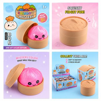 RAGE - Скуиши SUGAR EDITION Bun Dumplings МАЛЪК (5.3 x 5.3 x 4.1 Cm) Viral 2026 Fidget Toy (24 бр.)