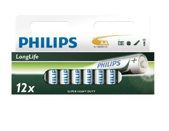 12x БАТЕРИИ "PHILIPS - SUPER HEAVY DUTY" AA - LONGLIFE (12 бр. Блистер)