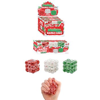 Антистрес Кубчета Squeezy Glitter Bauble - Комплект 3 бр. - Захарен Пълнеж - В Дисплей (6 Комплекта)
