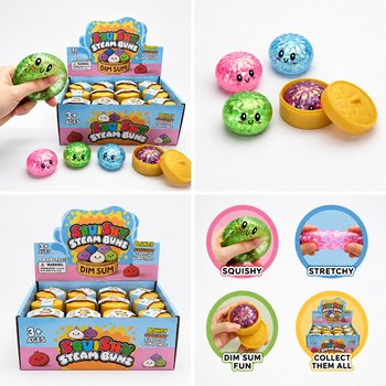 RAGE - Скуиши GLITTER Кнедли (Dumplings) МАЛКИ (5.5 x 5.5 x 3 см) - Viral 2026 Fidget Toy (24 бр.)