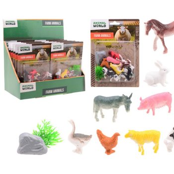 ANIMAL WORLD - Комплект Животни във Фермата 12 части - Дисплей (12 бр.)