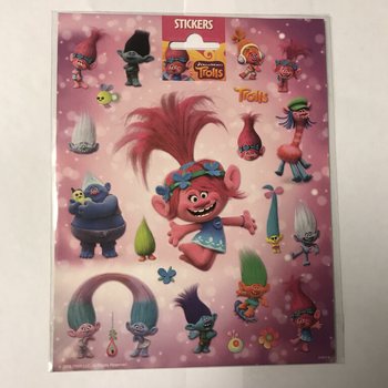 ГОЛЕМИ ЛИСТОВЕ СЪС СТИКЕРИ TROLLS, 20x16 см (10 бр.)