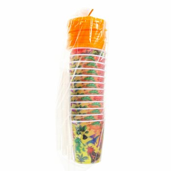 Чаша Динозавър за напитки/сладолед със сламка - 250ml (12 броя)
