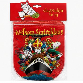 SINTERKLAAS - ГИРЛЯНД С ФЛАГЧЕТА &bdquo;WELKOM SINTERKLAAS&rdquo; - ДЪЛЖИНА: 10 Метра (6 бр.)