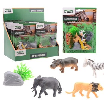 ANIMAL WORLD - КОМПЛЕКТ ИГРАЧКИ САФАРИ ЖИВОТНИ 10 ЧАСТИ НА КАРТА - В ДИСПЛЕЙ (12 бр.)