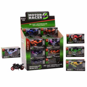 МОТОЦИКЛЕТ SUPER SPORT DIE CAST, МАЩАБ 1:24 В ДИСПЛЕЙ (24 бр.)