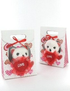 Плюшено мече "I LOVE YOU" в чантичка (6 бр.)