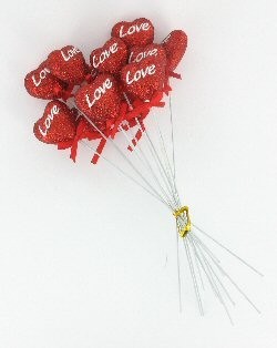 ДЕКОРАТИВНО СЪРЦЕ LOVE С БЛЯСЪК (12 бр.)