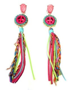 Обеци Ibiza Look Розови Peace (1 бр.)