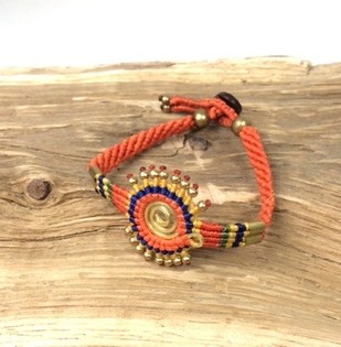 HANDMADE ORIGINALS Гривна Оранжево/Кафяво (1 бр)