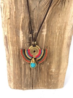 Ръчно изработено колие HANDMADE ORIGINALS с Bluestone Червено/Кафяво (1 бр.)