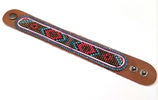 Кожена гривна Aztek със светлосини стрази (1 бр.)
