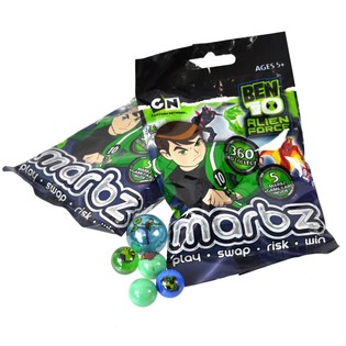 Стъклени топчета Ben 10 в торбичка - 5 броя (15 комплекта)