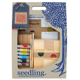 Творчески комплект Seedling - Направи си сам дървен пъзел от 9 кубчета