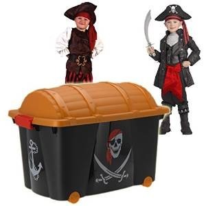 Голям сандък за играчки пирати | 60L с колела