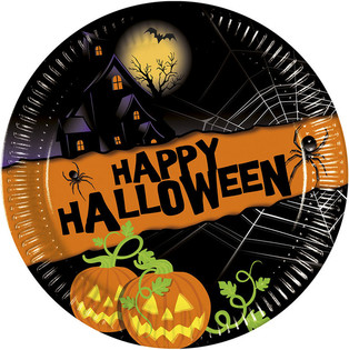 Комплект от 8 бр. Еднократни Чинии - Модел: Happy Halloween (6 оп.)