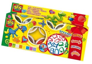 Пластелин SES Claymania 8x90g + Формички (1 бр.)