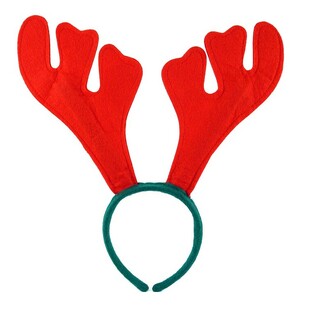 КОЛЕДНА ДИАДЕМА С ЕЛЕНОВИ РОГА &ndash; Червена / Зелена (12 бр.)