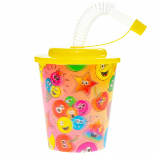 Чаша със сламка / Чаша за сладолед – Smiley, 250 мл (12 бр.)
