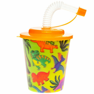Чаша Динозавър за напитки/сладолед със сламка - 250ml (12 броя)