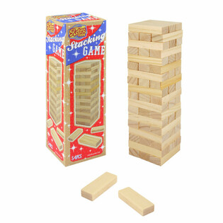 RETRO TOYS - ДЪРВЕНА КУЛА ЗА СГЛОБЯВАНЕ - ИГРА С КУЛА 54 ЧАСТИ (1 бр.)