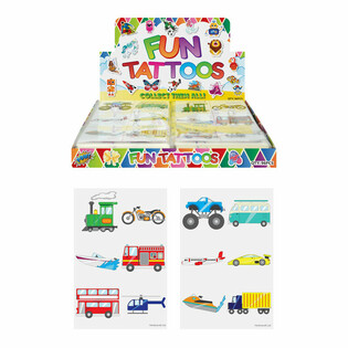FUN TATTOOS - МОДЕЛ: ПРЕВОЗНИ СРЕДСТВА В ДИСПЛЕЙ (96 бр.)