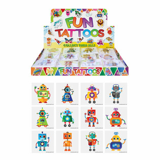 FUN TATTOO&rsquo;S - МОДЕЛ: РОБОТ, Всяко пакетче 12х Татуировки В ДИСПЛЕЙ (48 бр.)