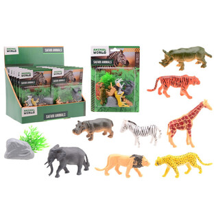 ANIMAL WORLD - КОМПЛЕКТ ИГРАЧКИ САФАРИ ЖИВОТНИ 10 ЧАСТИ НА КАРТА - В ДИСПЛЕЙ (12 бр.)