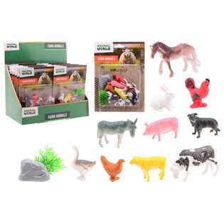 ANIMAL WORLD - Комплект Животни във Фермата 12 части - Дисплей (12 бр.)