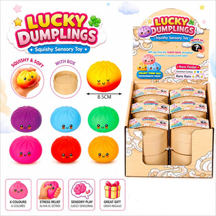 RAGE - LUCKY DUMPLINGS - Скуиши Кнедли Squishy Bun Dumplings ГОЛЕМИ Разм. 8.5 x 8.5 x 4.8 см - В ДИСПЛЕЙ (12 бр.)