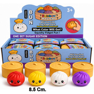 RAGE - Squishy SUGAR EDITION Кнедли Bun Dumplings ГОЛЯМ (8.5 x 8.5 x 4.8 см) - Viral 2026 Fidget Toy (12 бр)