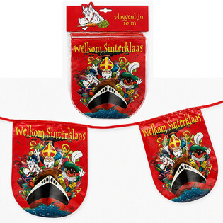 SINTERKLAAS - ГИРЛЯНД С ФЛАГЧЕТА &bdquo;WELKOM SINTERKLAAS&rdquo; - ДЪЛЖИНА: 10 Метра (6 бр.)